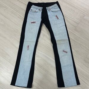 Chic Black and Light Blue Boot Cut Jeans